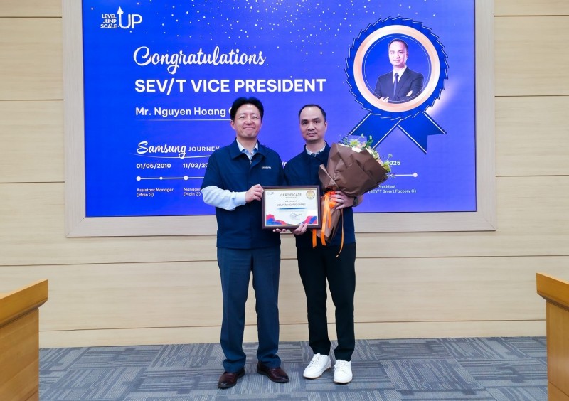 Ông Nguyễn Hoàng Giang giữ chức vụ Phó tổng giám đốc tại Công ty TNHH Samsung Electronics Việt Nam Thái Nguyên. Ảnh: Samsung Việt Nam.