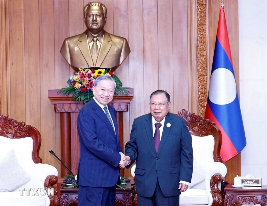 Tổng Bí thư Tô Lâm thăm các vị nguyên lãnh đạo Lào