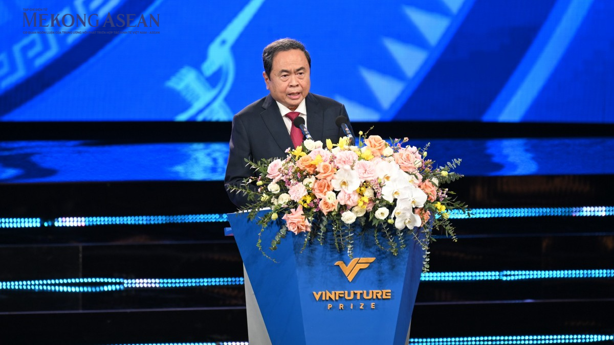 Chủ tịch 555win tải app Trần Thanh Mẫn phát biểu tại Lễ trao Giải thưởng VinFuture 2025.