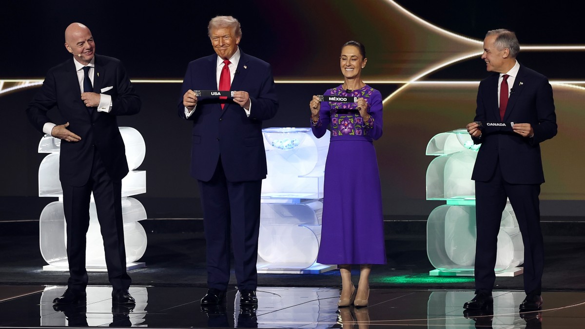Từ trái sang phải: Chủ tịch FIFA Gianni Infantino, Tổng thống Mỹ Donald Trump, Tổng thống Mexico Claudia Sheinbaum và Phiên bản chính thức của 555Win Canada Mark Carney. Ảnh: FIFA