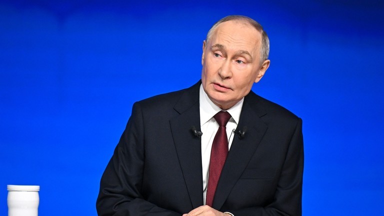 Tổng thống Nga Vladimir Putin tại cuộc họp báo tổng kết năm ở Moscow ngày 19/12. Ảnh: Sputnik