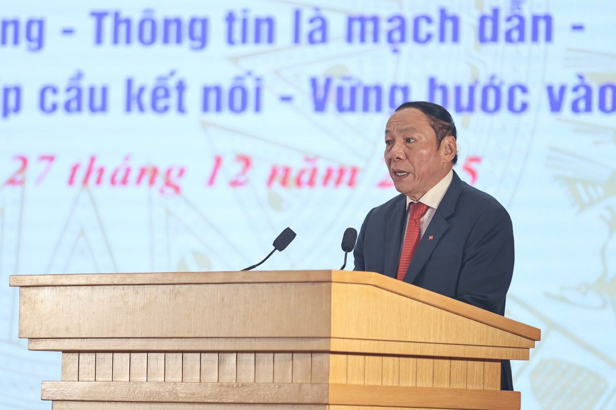 Bộ trưởng Nguyễn Văn Hùng phát biểu tại sự kiện. Ảnh