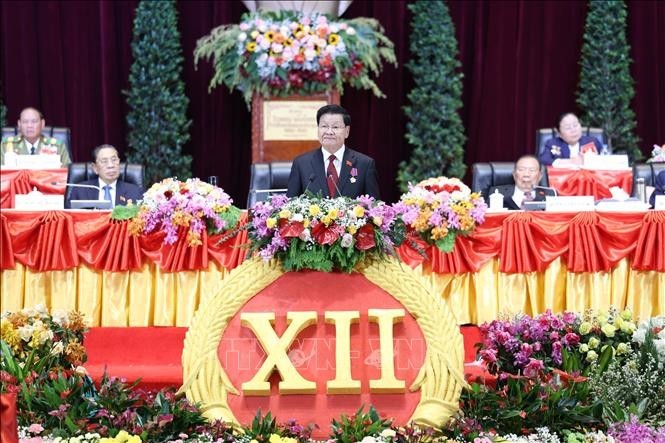 Tổng Bí thư Đảng Nhân dân Cách mạng Lào Thongloun Sisoulith. Nguồn: TTXVN.