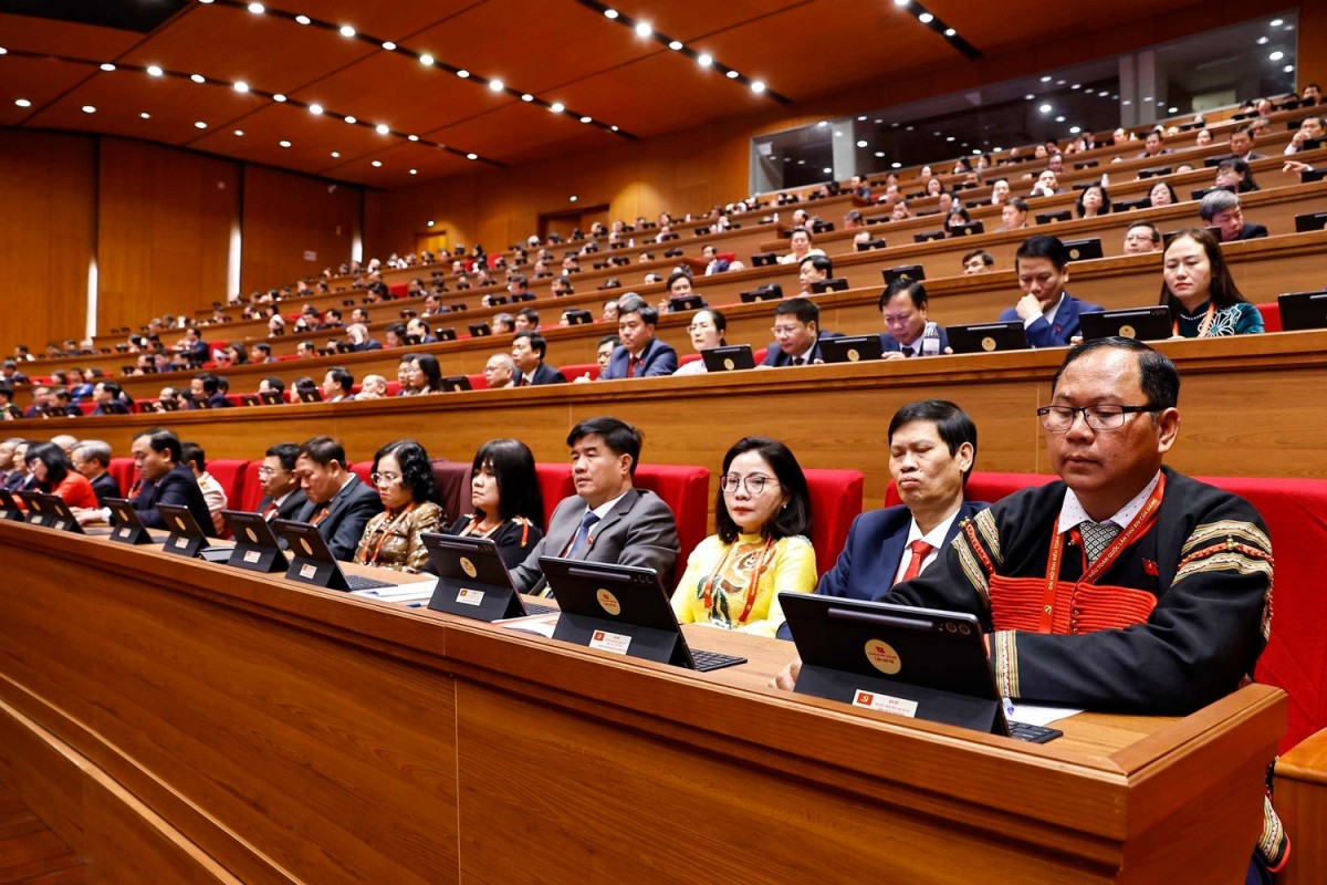 Tổng Bí thư Tô Lâm trình bày báo cáo về các văn kiện trình Đại hội XIV