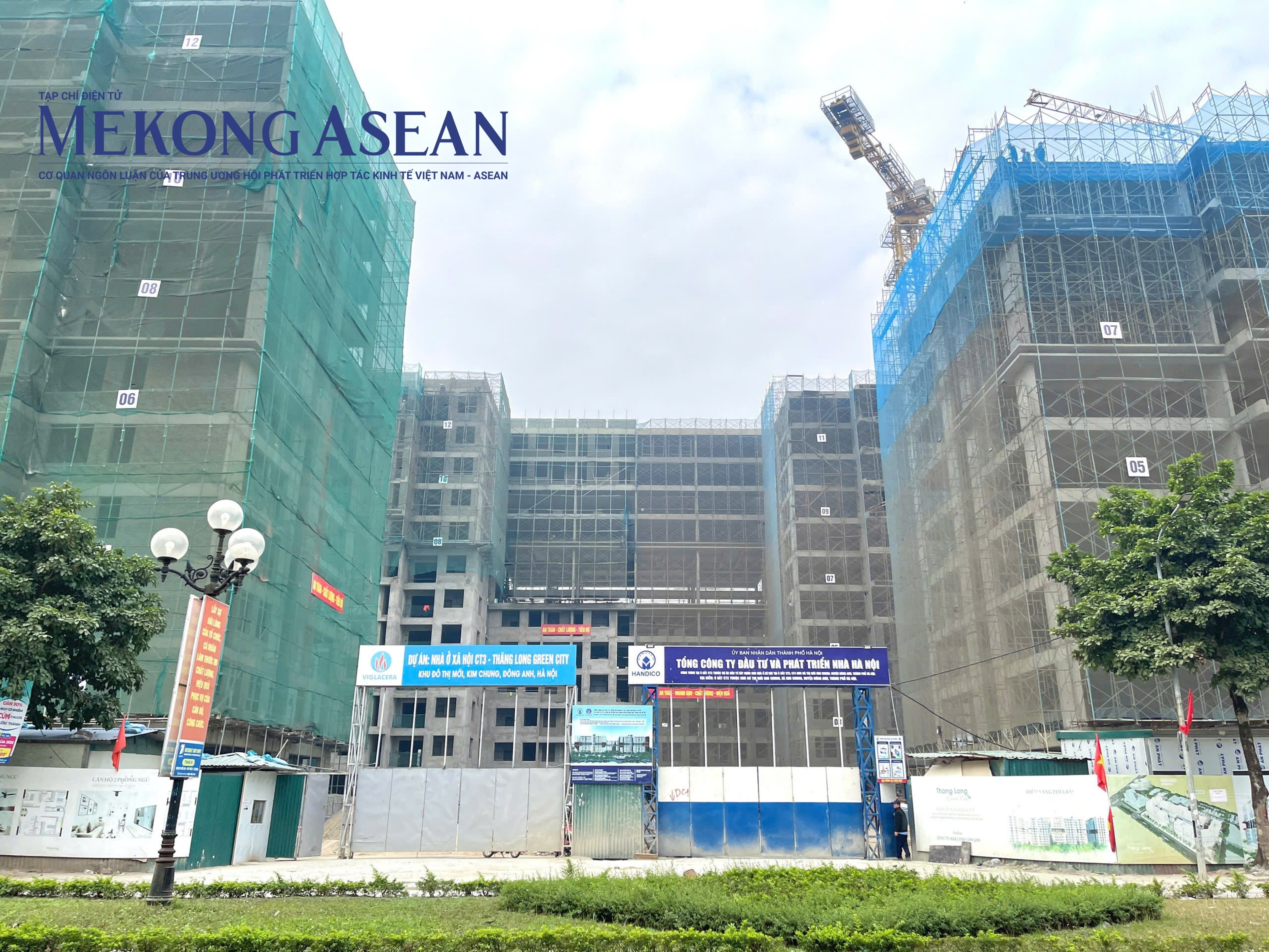 Dự án nhà ở xã hội CT3 - Thăng Long Green, Đông Anh đang thi công.