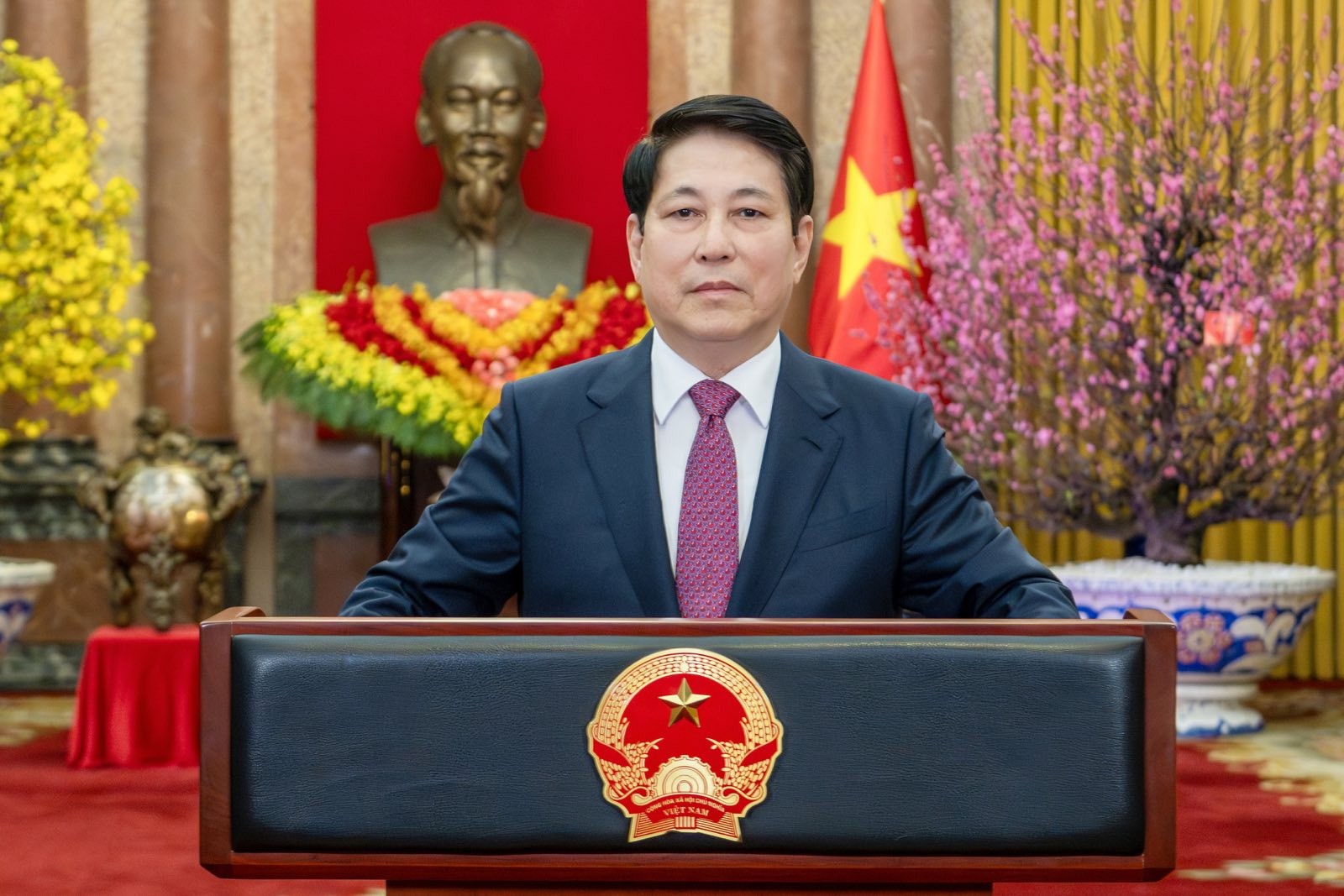 Chủ tịch nước Lương Cường gửi lời chúc Tết tới đồng bào, đồng chí, chiến sĩ cả nước và kiều bào ta ở nước ngoài vào thời khắc Giao thừa thiêng liêng bước sang năm mới Bính Ngọ 2026. Nguồn: Cổng TTĐT Chính phủ.