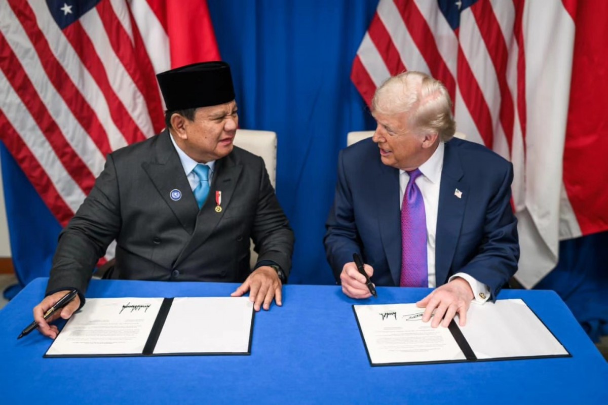 Ông Prabowo Subianto và ông Donald Trump tại Washington ngày 19/2. Ảnh: Văn phòng Nội các Indonesia.