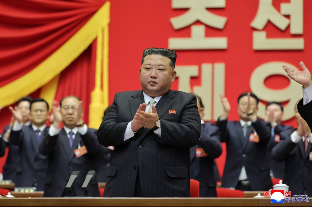 Ông Kim Jong Un tại Đại hội lần thứ IX của Đảng Lao động Triều Tiên. Ảnh: KCNA