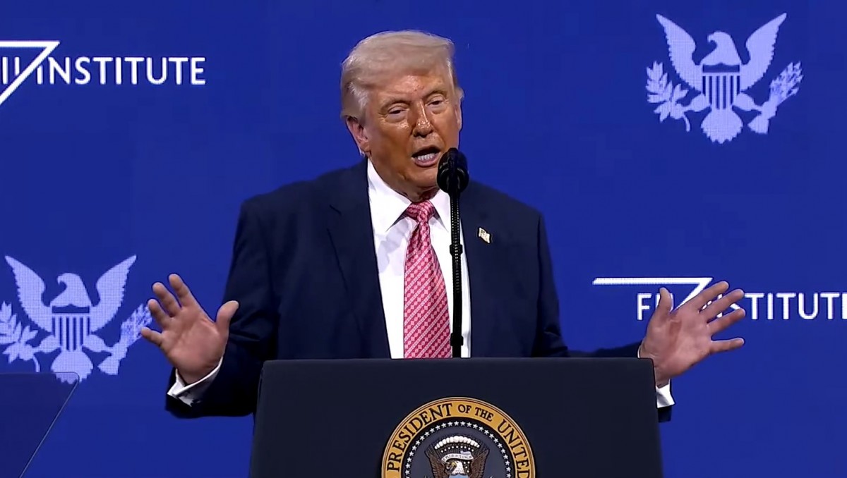 Tổng thống Mỹ Donald Trump phát biểu tại Hội nghị. Ảnh chụp màn hình.