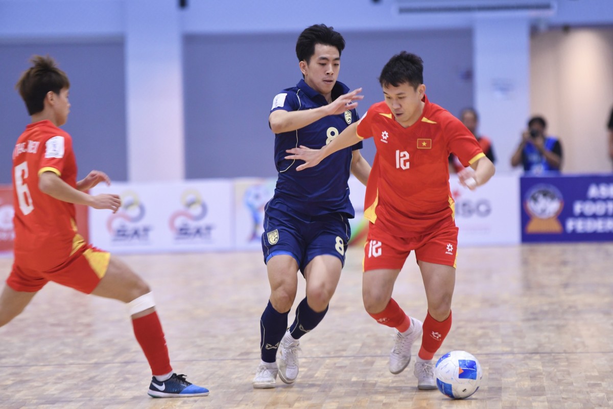 Tuyển futsal Việt Nam thi đấu nỗ lực nhưng không thể giành chiến thắng. Ảnh: FA Thailand