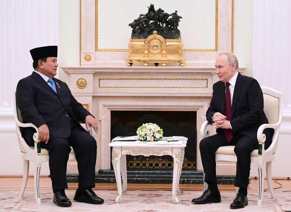 Ông Prabowo và ông Putin trong cuộc hội đàm ngày 13/4. Ảnh: Văn phòng Nội các Indonesia