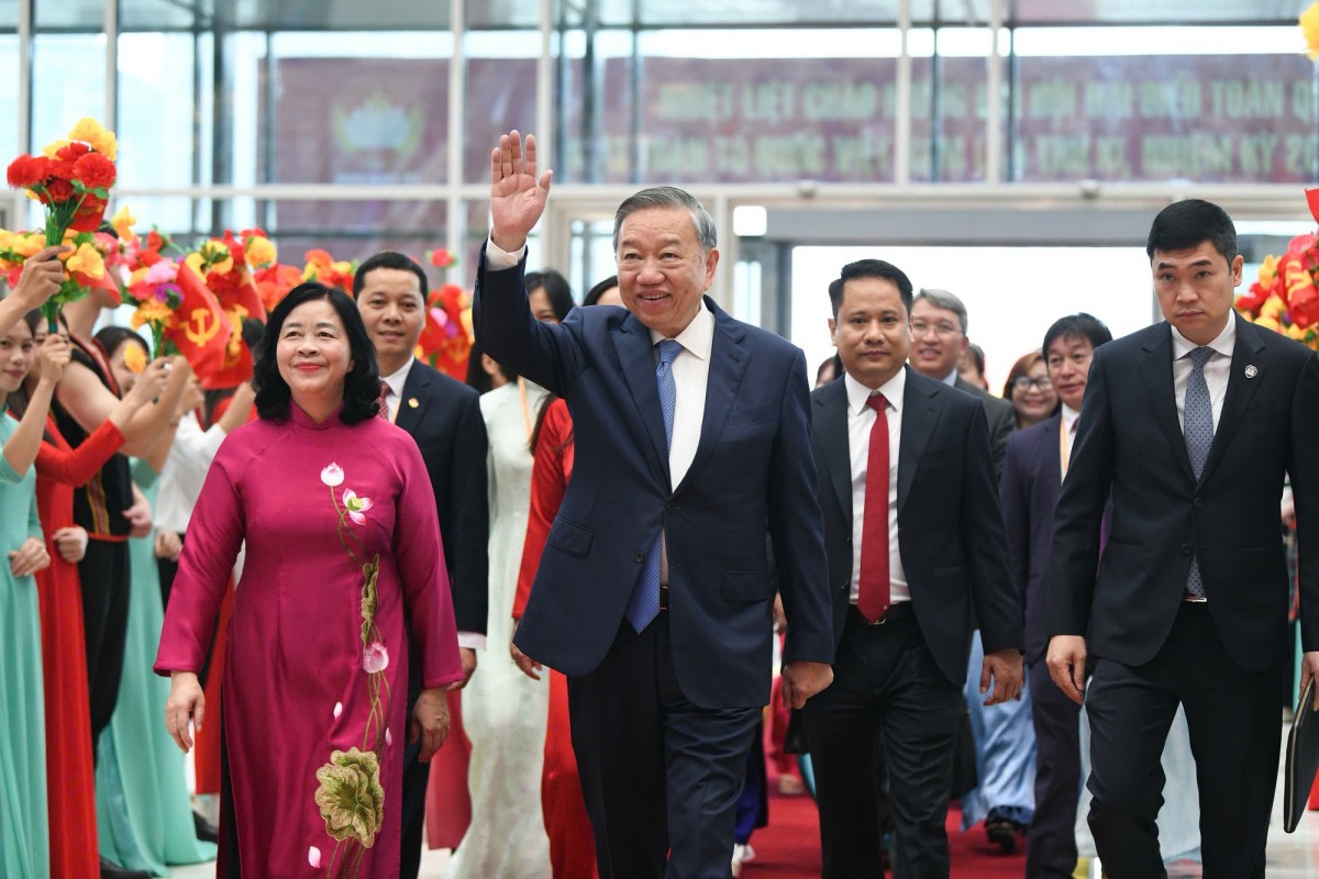 Tổng Bí thư, Chủ tịch nước Tô Lâm đến dự phiên khai mạc trọng thể Đại hội đại biểu Mặt trận Tổ quốc Việt Nam lần thứ XI - Ảnh: VGP