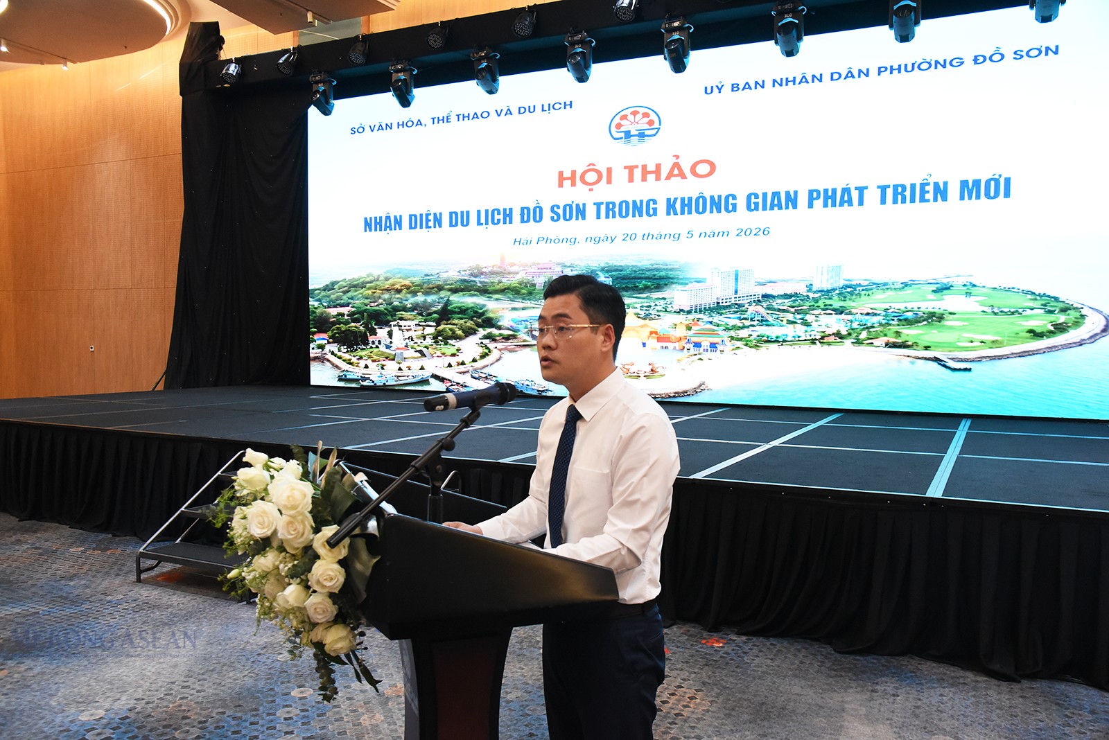 Chủ tịch UBND phường Đồ Sơn Nguyễn Quang Diện phát biểu khai mạc hội thảo. Ảnh: 555win Login.