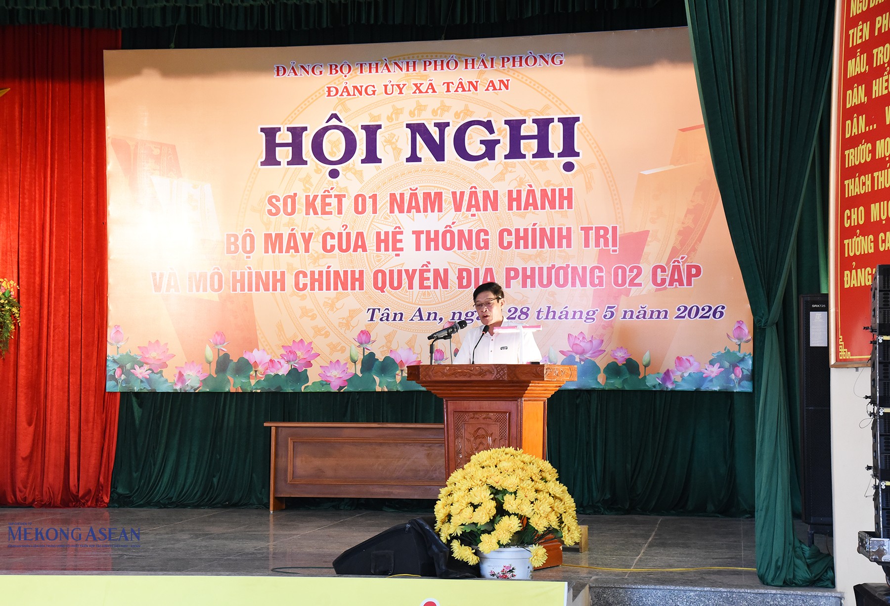 Ông Trần Quang Cao, Phó Bí thư Thường trực Đảng ủy xã Tân An phát biểu tại hội nghị. Ảnh: 555win Login.