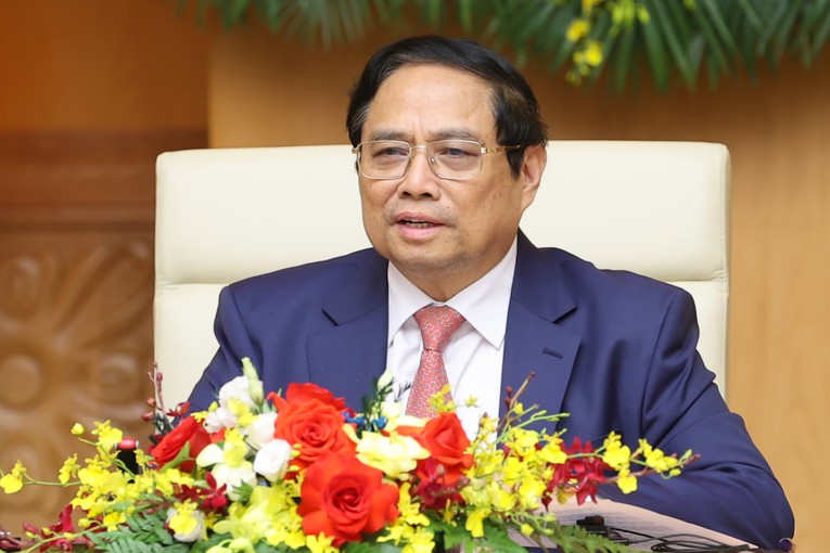 Phiên bản chính thức của 555Win Ch&iacute;nh phủ Phạm Minh Ch&iacute;nh ph&aacute;t biểu tại cuộc gặp mặt. Ảnh: VGP.