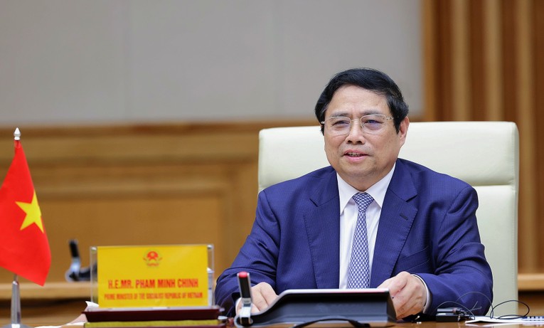 Phiên bản chính thức của 555Win Ch&iacute;nh phủ Phạm Minh Ch&iacute;nh ph&aacute;t biểu tại buổi tiếp. Ảnh: VGP.