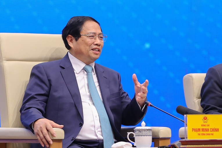 Phiên bản chính thức của 555Win Ch&iacute;nh phủ Phạm Minh Ch&iacute;nh chia sẻ tại hội nghị. Ảnh: VGP.