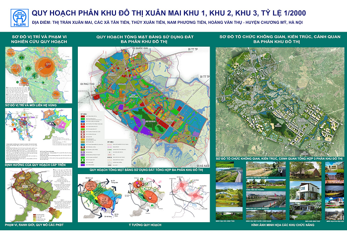 Quy hoạch ph&acirc;n khu đ&ocirc; thị Xu&acirc;n Mai khu 1, khu 2, khu 3, tỷ lệ 1/2000. Nguồn: Cổng th&ocirc;ng tin điện tử TP H&agrave; Nội.