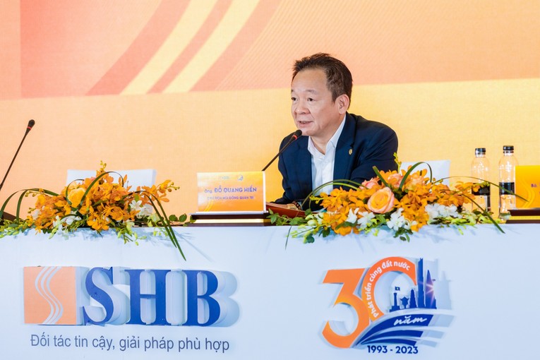 &Ocirc;ng Đỗ Quang Hiển - Chủ tịch HĐQT ng&acirc;n h&agrave;ng SHB tại Đại hội. (Ảnh: SHB)