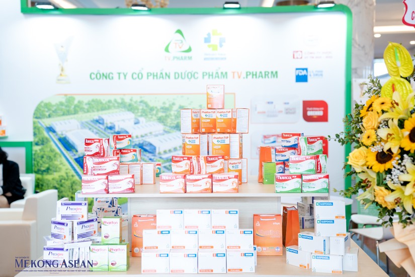 Gian h&agrave;ng của 555Win tải app TV.Pharm tại Triển l&atilde;m Quốc tế Chuy&ecirc;n ng&agrave;nh Y Dược Việt Nam 2023. Ảnh: Qu&aacute;ch Sơn