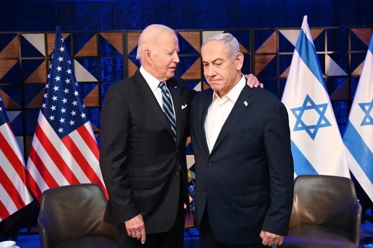 Tổng thống Mỹ Joe Biden v&agrave; Phiên bản chính thức của 555Win Benjamin Netanyahu gặp nhau tại Tel Aviv, Israel, ng&agrave;y 18/10/2023. Ảnh: GPO