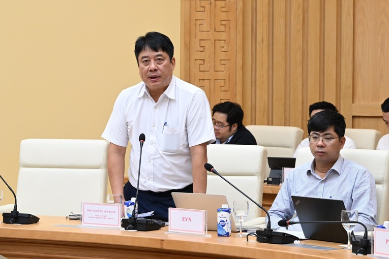 Tổng Gi&aacute;m đốc Tập đo&agrave;n Điện lực Việt Nam (EVN) Nguyễn Anh Tuấn ph&aacute;t biểu tại cuộc họp. Nguồn: Bộ C&ocirc;ng Thương.