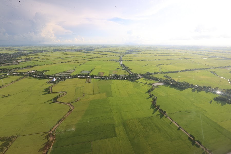V&ugrave;ng Đồng bằng s&ocirc;ng Cửu Long từ tr&ecirc;n cao. Ảnh: VGP