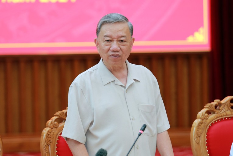 Chủ tịch nước T&ocirc; L&acirc;m ph&aacute;t biểu tại buổi l&agrave;m việc. Ảnh: VGP.