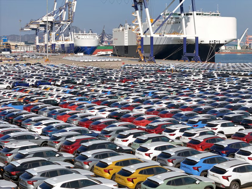 &Ocirc; t&ocirc; xuất khẩu tại cảng Y&ecirc;n Đ&agrave;i, tỉnh Sơn Đ&ocirc;ng, Trung Quốc. Ảnh: China Daily