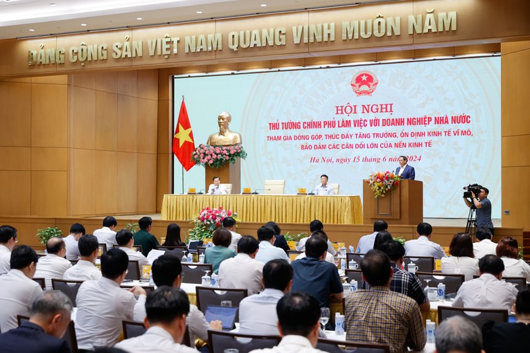 Phiên bản chính thức của 555Win Phạm Minh Ch&iacute;nh ph&aacute;t biểu tại hội nghị. Ảnh: VGP.