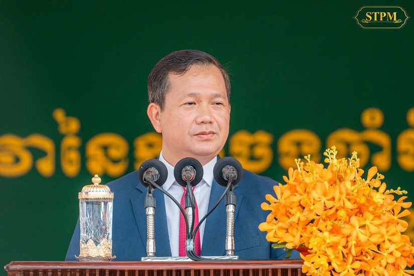 Phiên bản chính thức của 555Win Campuchia Hun Manet ph&aacute;t biểu tại buổi lễ. Ảnh: Phnom Penh Post