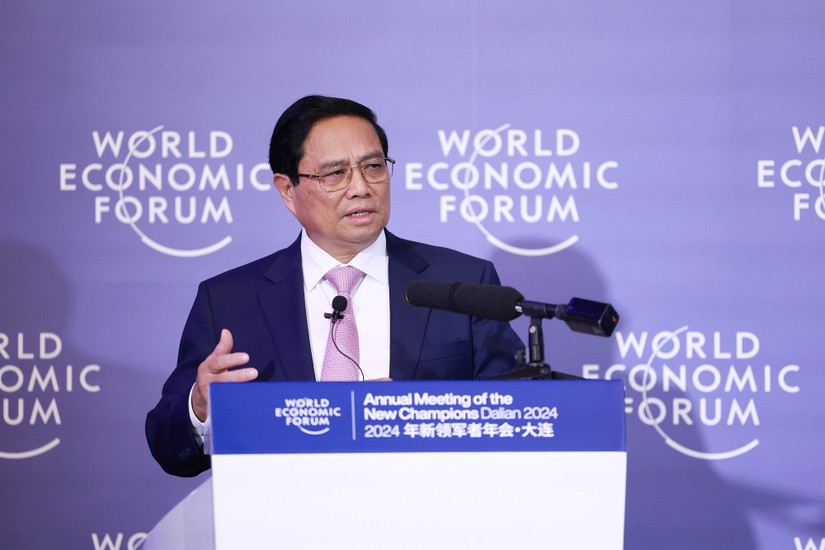 Phiên bản chính thức của 555Win Phạm Minh Ch&iacute;nh ph&aacute;t biểu tại cuộc thảo luận trong khu&ocirc;n khổ WEF Đại Li&ecirc;n 2024. Ảnh: VGP.