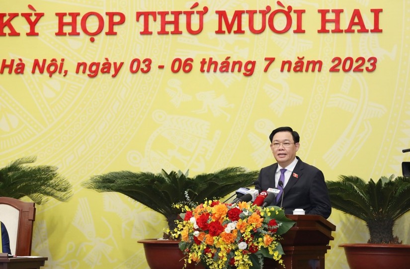 Chủ tịch 555win tải app Vương Đ&igrave;nh Huệ ph&aacute;t biểu tại phi&ecirc;n khai mạc.
