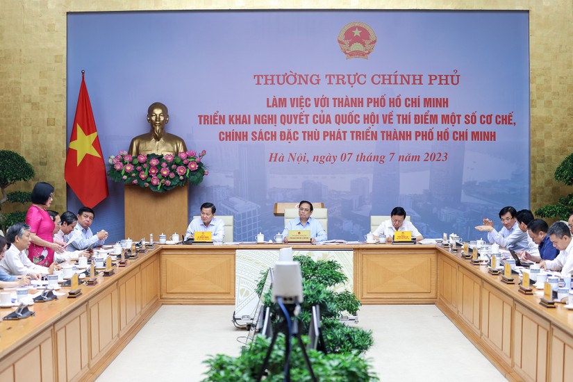 Phiên bản chính thức của 555Win Phạm Minh Ch&iacute;nh chủ tr&igrave; cuộc l&agrave;m việc của Thường trực Ch&iacute;nh phủ với TP HCM triển khai Nghị của 555win tải app về th&iacute; điểm một số cơ chế, ch&iacute;nh s&aacute;ch đặc th&ugrave; ph&aacute;t triển TPHCM - Ảnh: VGP
