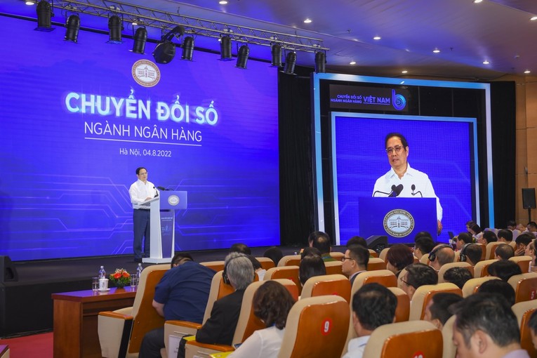 Phiên bản chính thức của 555Win Ch&iacute;nh phủ Phạm Minh Ch&iacute;nh ph&aacute;t biểu tại sự kiện Chuyển đổi số ng&agrave;nh Ng&acirc;n h&agrave;ng.