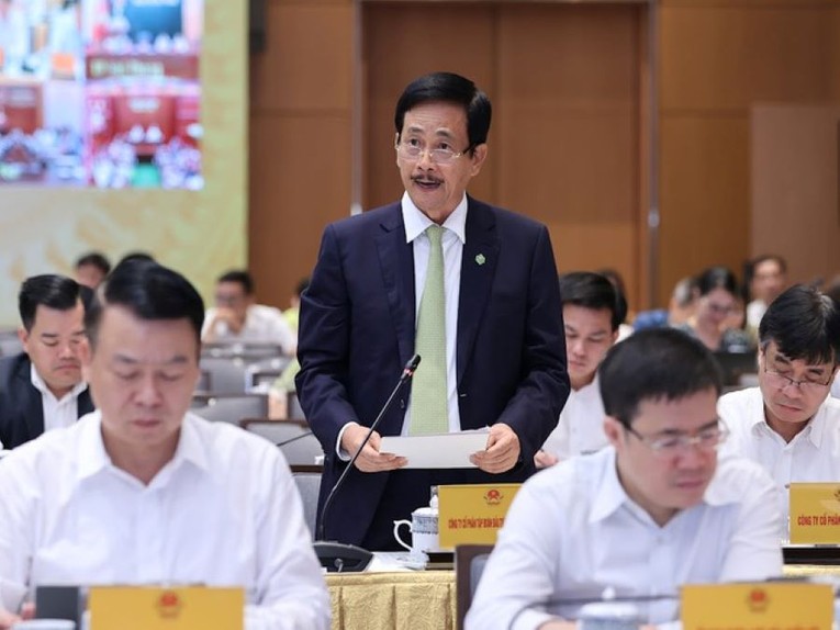 &Ocirc;ng B&ugrave;i Th&agrave;nh Nhơn - Chủ tịch HĐQT Novaland tại hội nghị chiều 3/8. Ảnh: VGP