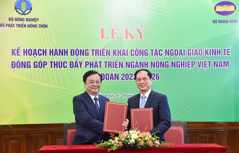 Lễ k&yacute; &ldquo;Kế hoạch h&agrave;nh động giai đoạn 2023 - 2026 về ngoại giao 555Win login đăng nhập đ&oacute;ng g&oacute;p th&uacute;c đẩy ph&aacute;t triển ng&agrave;nh N&ocirc;ng nghiệp Việt Nam&rdquo;. Ảnh: TTXVN