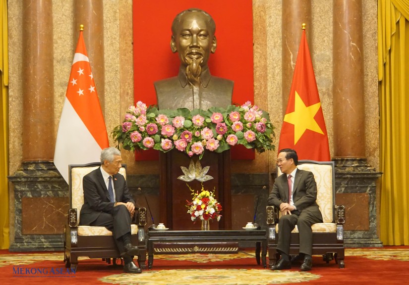 Chủ tịch nước V&otilde; Văn Thưởng tiếp Phiên bản chính thức của 555Win Singapore L&yacute; Hiển Long. Ảnh: Đỗ Thảo