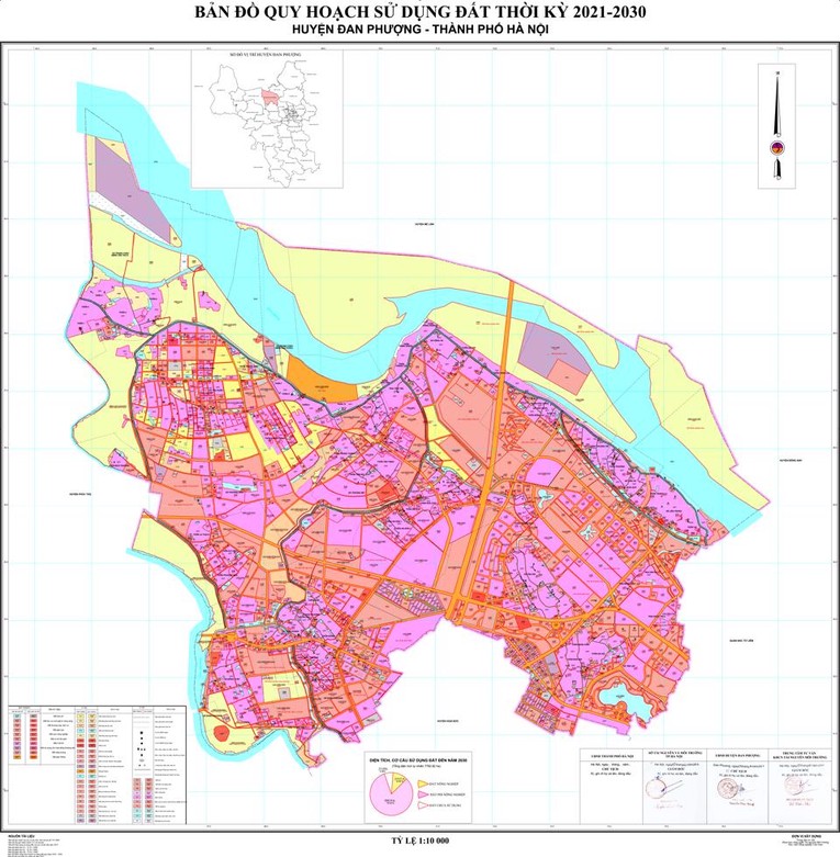 Bản đồ Quy hoạch sử dụng đất thời kỳ 2021 - 2030 huyện Đan Phượng. Nguồn: Vượng Ph&aacute;t Invest.