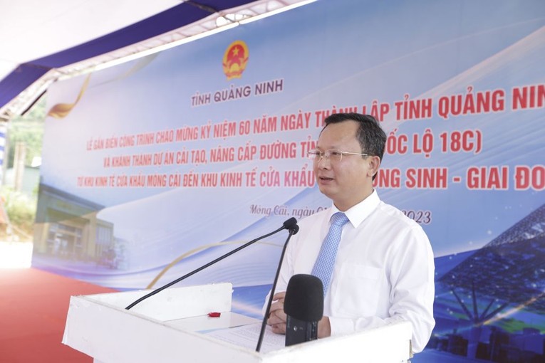 Quyền Chủ tịch UBND tỉnh Quảng Ninh Cao Tường Huy ph&aacute;t biểu tại buổi lễ. Ảnh: B&aacute;o Quảng Ninh