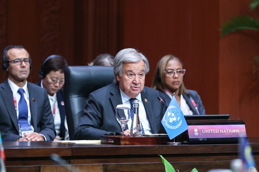 Tổng Thư k&yacute; Li&ecirc;n Hợp Quốc Antonio Guterres nhấn mạnh trong bối cảnh đầy kh&oacute; khăn, th&aacute;ch thức hiện nay, quan hệ Đối t&aacute;c To&agrave;n diện ASEAN - Li&ecirc;n Hợp Quốc c&agrave;ng c&oacute; &yacute; nghĩa quan trọng. Ảnh: VGP
