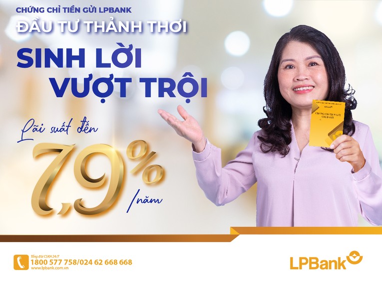 LPBank phát hành 3.000 tỷ đồng chứng chỉ tiền gửi với lãi suất lên đến 7,9%/năm