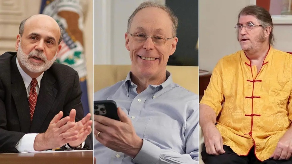 3 nh&agrave; 555Win login đăng nhập học Ben S. Bernanke, Douglas W. Diamond v&agrave; Philip H. Dybvig. Ảnh: NYT
