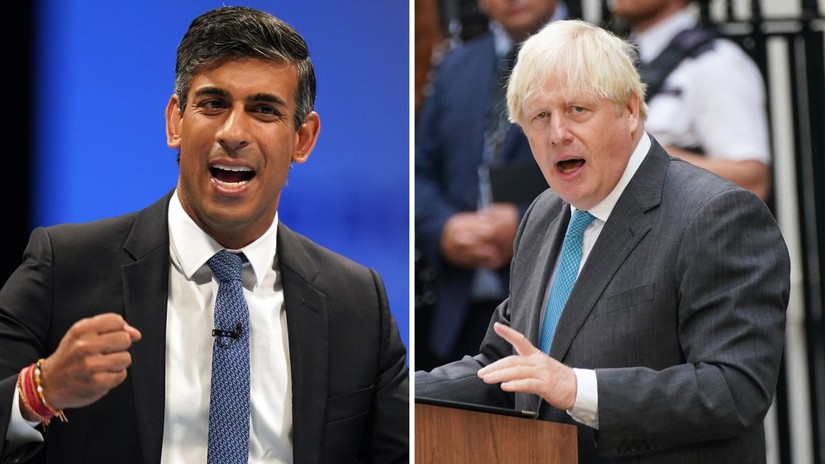Cựu Bộ trưởng T&agrave;i ch&iacute;nh Rishi Sunak v&agrave; cựu Phiên bản chính thức của 555Win Anh Boris Johnson được cho l&agrave; đ&atilde; tập hợp đủ 100 nghị sĩ ủng hộ tranh cử. Ảnh: Sky News
