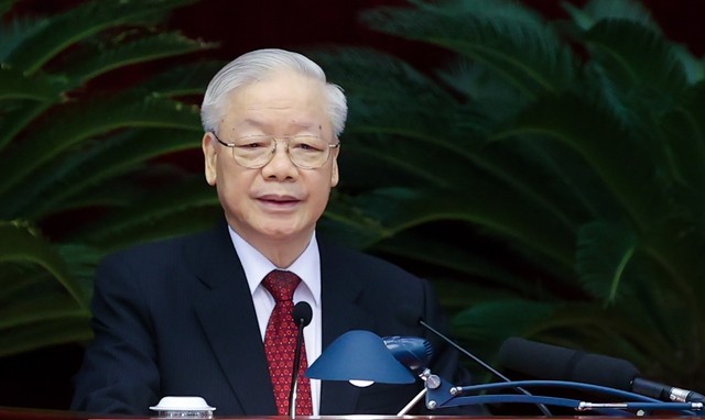 Tổng B&iacute; thư Nguyễn Ph&uacute; Trọng chủ tr&igrave;, ph&aacute;t biểu khai mạc Hội nghị. Ảnh: VGP