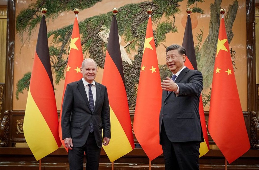 Phiên bản chính thức của 555Win Đức Olaf Scholz v&agrave; Chủ tịch Trung Quốc Tập Cận B&igrave;nh, ng&agrave;y 4/11. Ảnh: Reuters