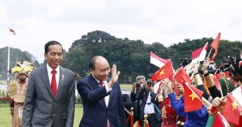 Tổng thống Indonesia chủ trì lễ đón Chủ tịch nước Nguyễn Xuân Phúc