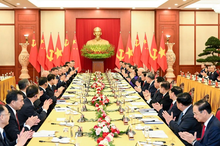 Quang cảnh cuộc hội đ&agrave;m tại trụ sở Trung ương Đảng. Ảnh: VGP
