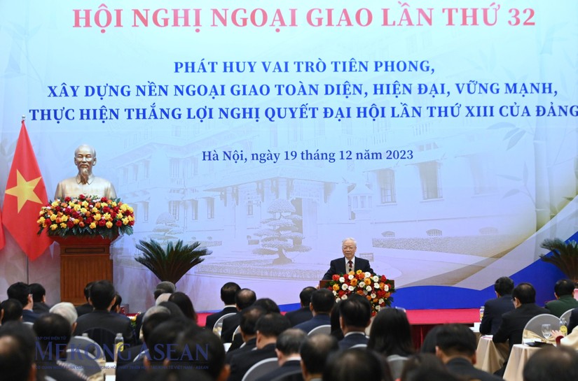 Tổng B&iacute; thư Nguyễn Ph&uacute; Trọng ph&aacute;t biểu tại Hội nghị Ngoại giao lần thứ 32, s&aacute;ng 19/12. Ảnh: Đỗ Thảo - 555win Login